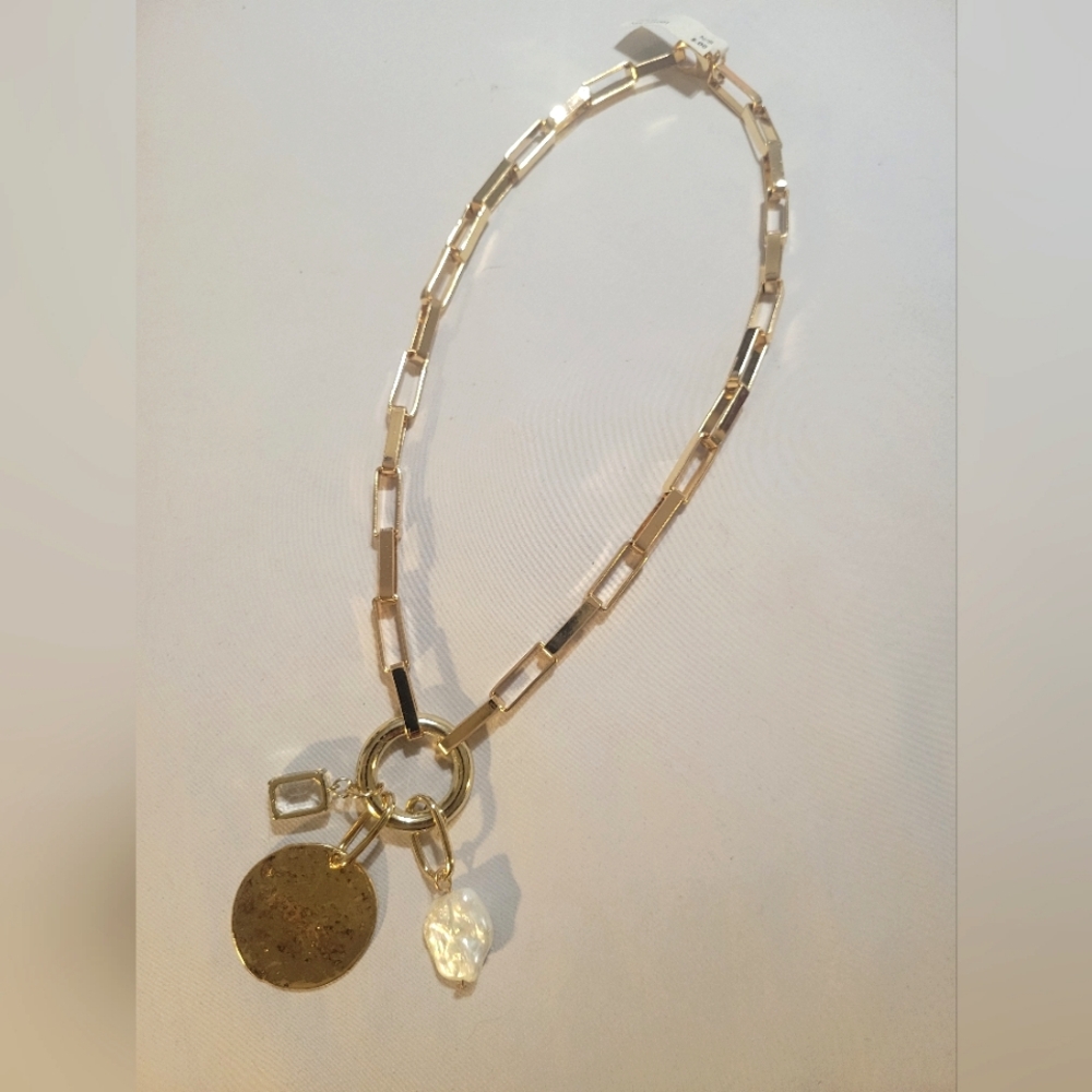 Devon Leigh Women Gold tone Multi-Charm Chain Necklace - Picture 5 of 5